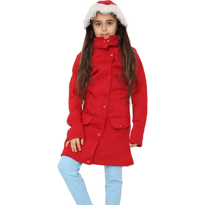 A2Z 4 Kids Red Parka Jacket Faux Fur Hooded Coat Drawstring Waist Fashion Girls Age 5-13 Years