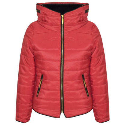 A2Z 4 Kids Girls Jacket Stylish Padded Red Puffer Bubble Fur Collar Quilted Warm Thick Coat Jackets New Age 3-13 Years
