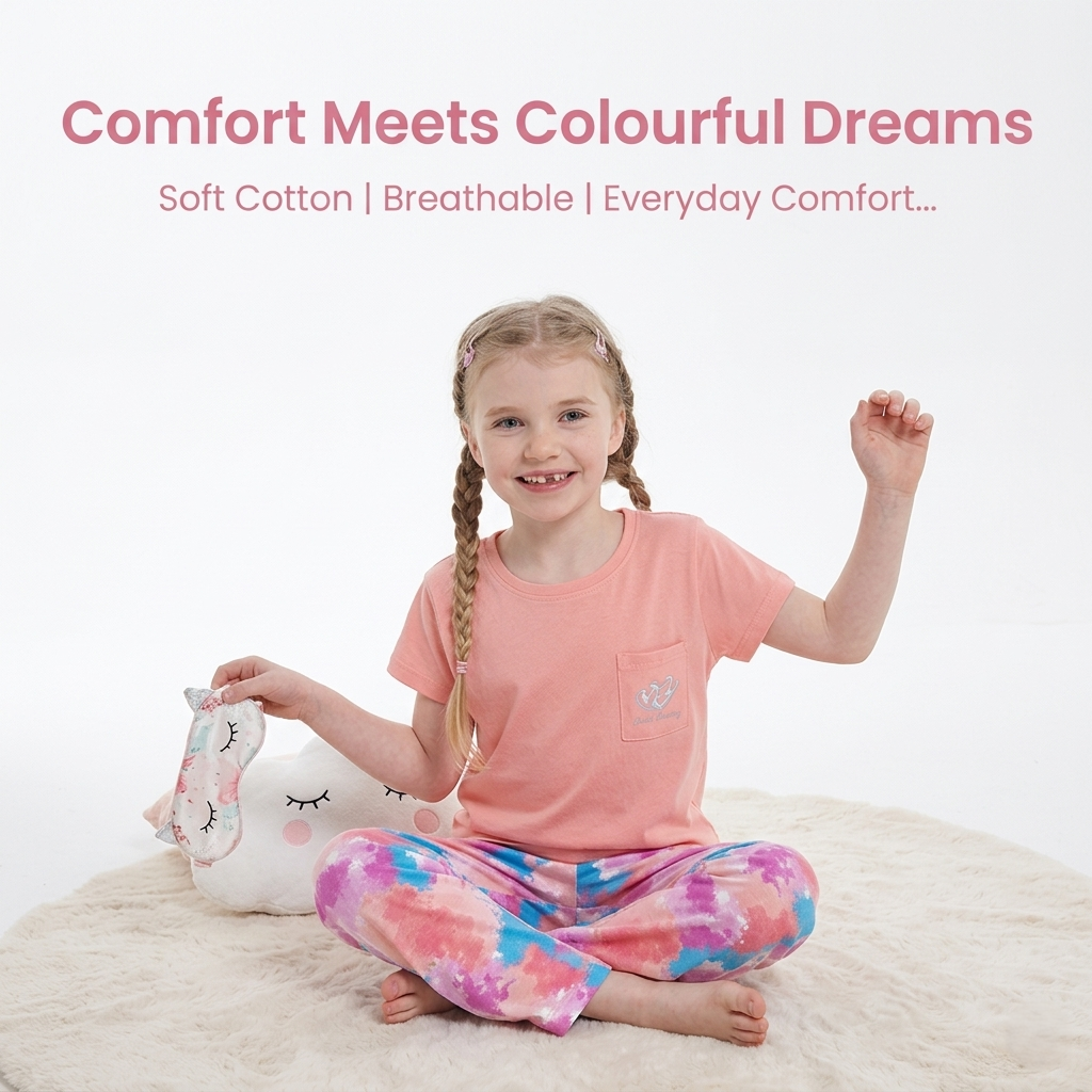 A2Z 4 Kids Girls Short Sleeve Pyjamas Set 2 Piece Comfortable Sleepwear Set