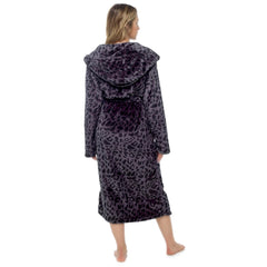 Ladies Shimmer Fleece Robe Calf Length with Belt Pockets Dressing Gown for Women