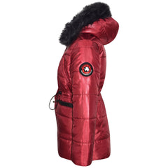 Kids Girls Jackets Puffer Hooded Detachable Faux Fur Wet Look Padded Long Coats