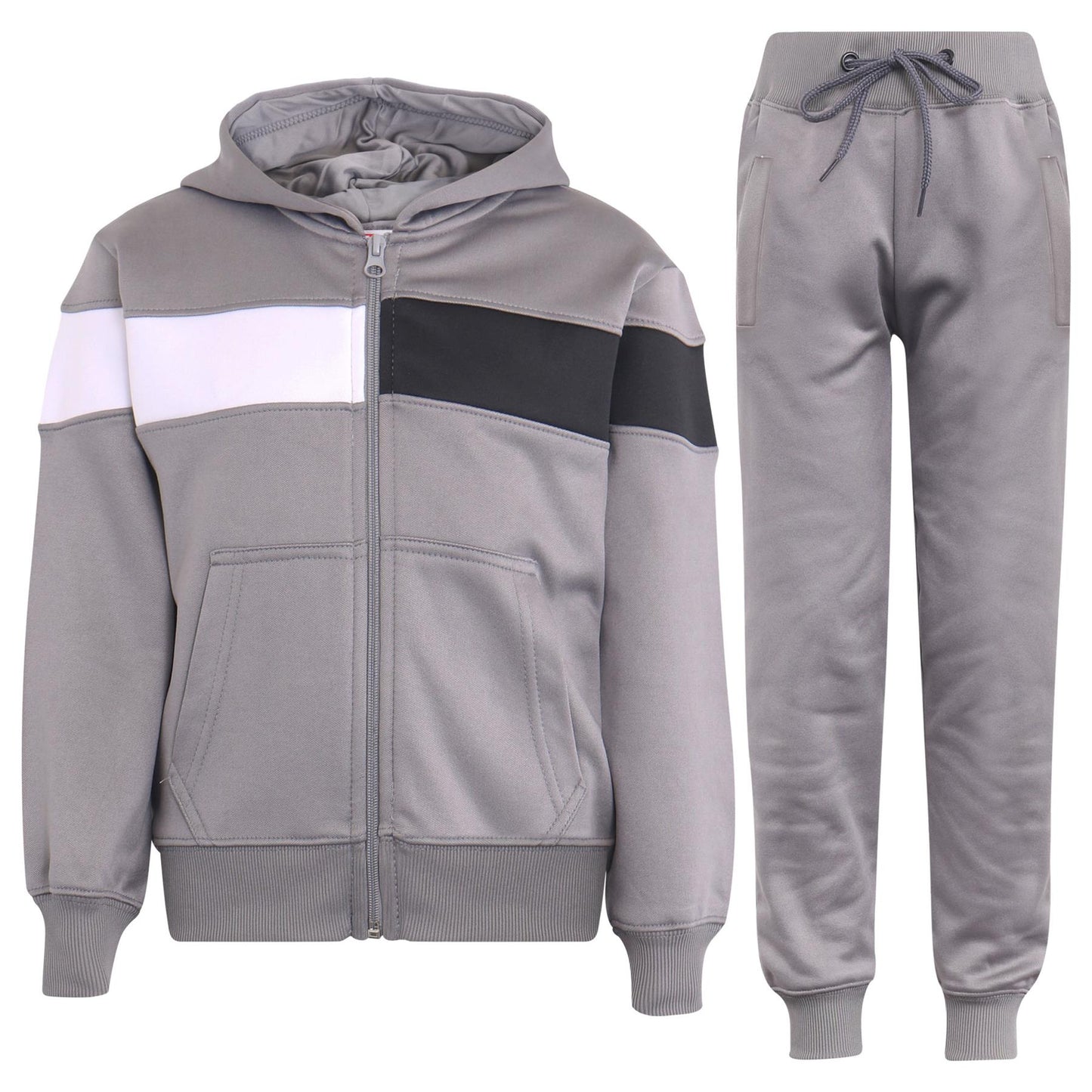 Kids Girls Boys Tracksuit Contrast Panelled Hoodie & Bottom Jogging Suits