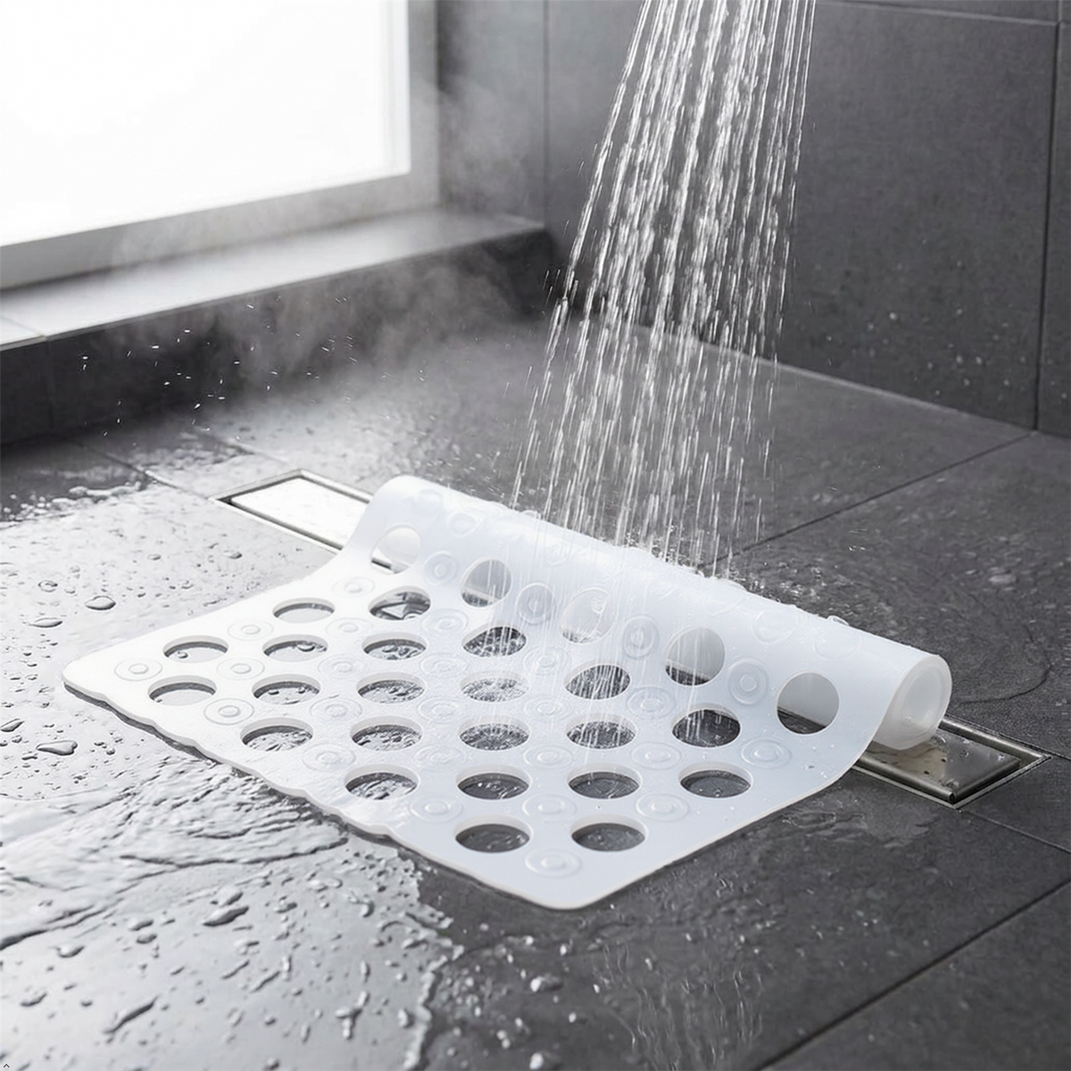 A2Z Non Slip PVC Shower Mat 48 x 31 cm Bath Mat with Suction Cups