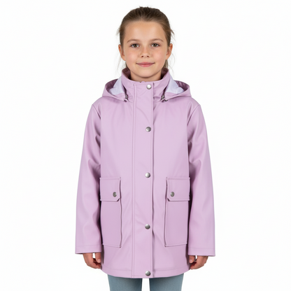 PU Raincoat Jacket Windbreaker Waterproof Parka Hooded For Girls Boys Age 5-13 Years