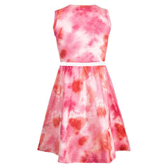 Kids Girls Skater Sleeveless Dress Pink Tie Dye Print Skater Dresses 5-13 Years