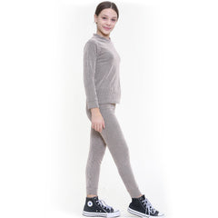 Kids Girls Ribbed Top & Bottom Tracksuit Lounge Wear Long Sleeves Outfit Set