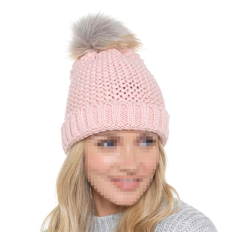 A2Z Ladies Hat Chunky Knit Beanie Bobble Pom Pom Stylish Winter Warm Cozy Hats