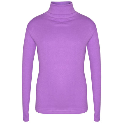 Kids Girls Polo Neck T Shirt Thick Cotton Turtleneck Jumper Long Sleeve Top 2-13