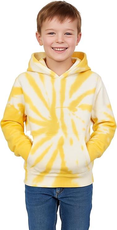 Girls Boy Plain & Tie Dye Print Sweatshirt Pullover Hooded Jumper PE School Coat