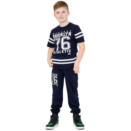 Boys Top Kids Designer Brooklyn 76 Camouflage T Shirt Tops & Trouser Set 5-13 Yr