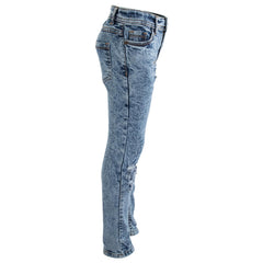 Kids Girls Stretchy Jeans Dark Blue Denim Ripped Tie Dye Print Skinny Jeggings