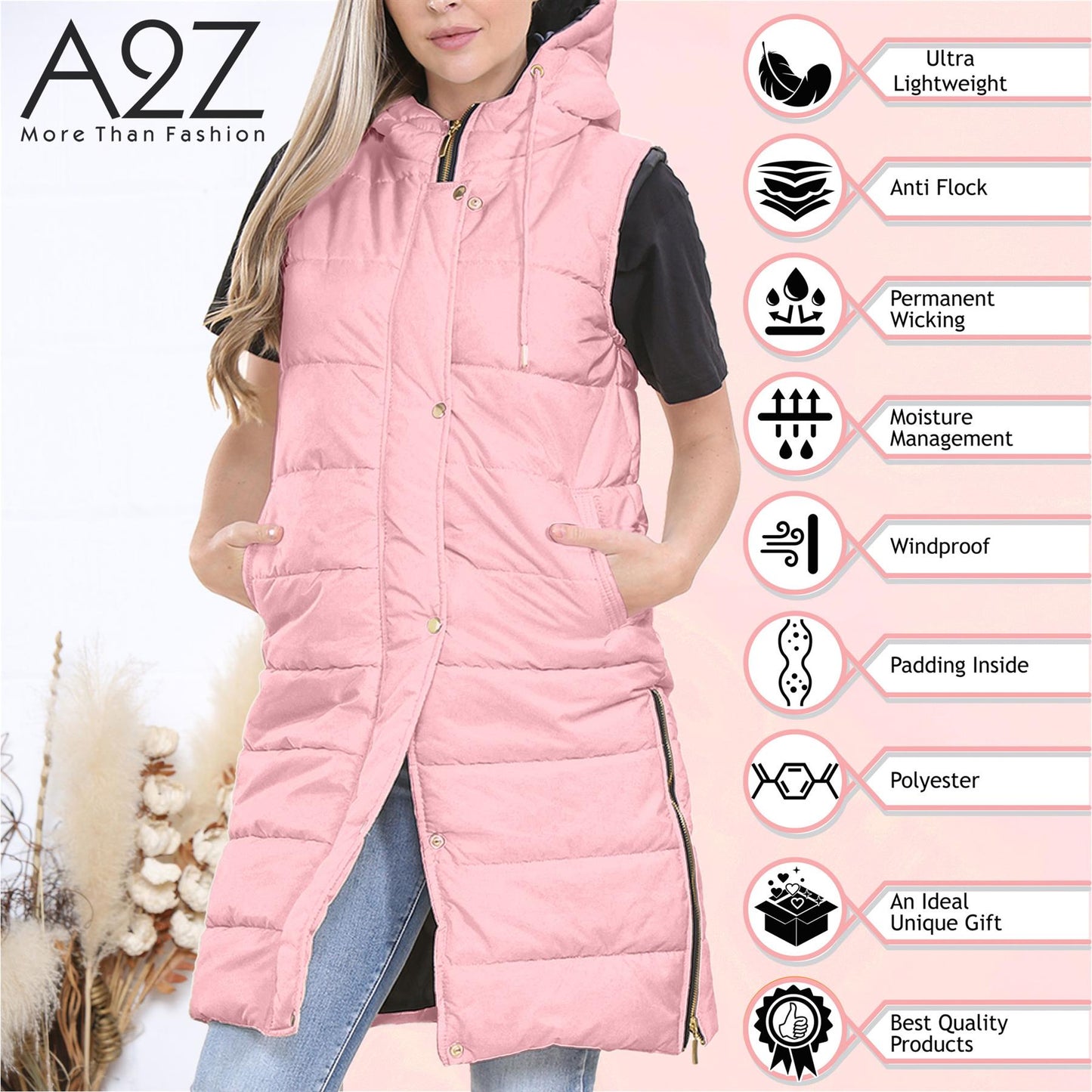 Ladies Oversized Gilet Long Line Style Jacket Long Sleeveless Fashion Women Coat