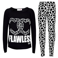 Kids Girls Flawless Printed Trendy Top & Fashion Legging Set New Age 7-13 Years