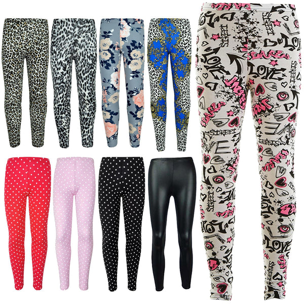 Kids Girls Leggings Designer Stylish Party Fashion School Trendy Legging 7-13 Yr