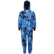 A2Z 4 Kids Boys Girls Fleece Onesie Designer's Camouflage Blue Print All In One Jumpsuit Playsuit New Age 5 6 7 8 9 10 11 12 13 Years