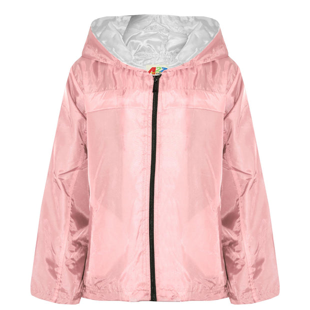 A2Z 4 Kids® Girls Boys Raincoats Jackets Kids Baby Pink Lightweight Kag Mac Waterproof Hooded Jacket Cagoule Rain Mac Age 5 6 7 8 9 10 11 12 13 Years