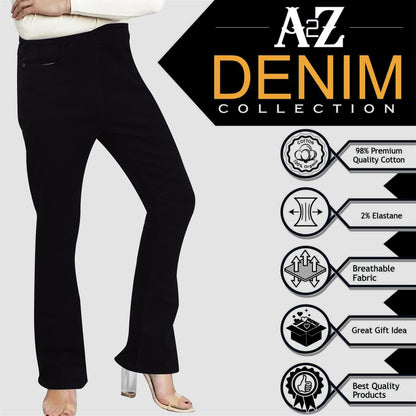 Womens Denim Jeans Comfort Stretch Flared Bell Bottom Fashion Pants For Ladies