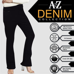 Womens Denim Jeans Comfort Stretch Flared Bell Bottom Fashion Pants For Ladies