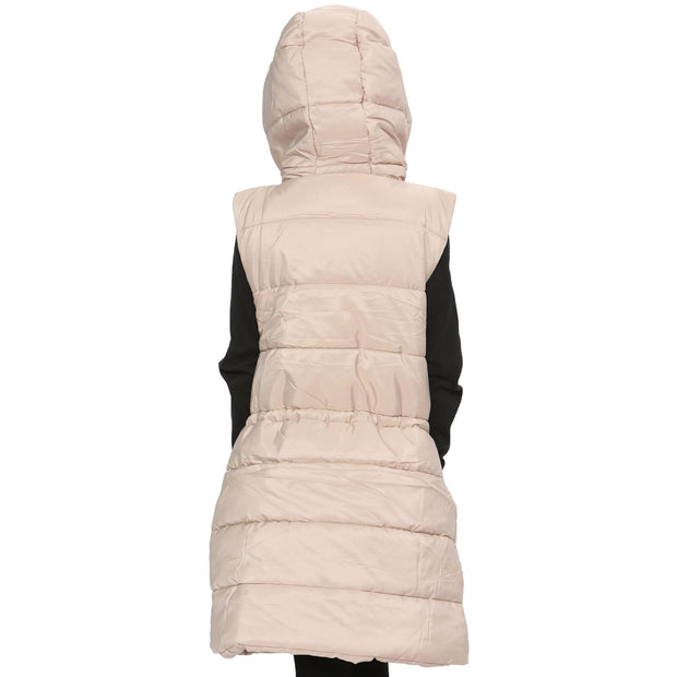 A2Z Kids Girls Down Vest Fashion Oversized Stone Hooded Quilted Gilet Padded Long Line Vest Jacket Long Sleeveless Coat Urban Winter Wear Age 7-13 Years