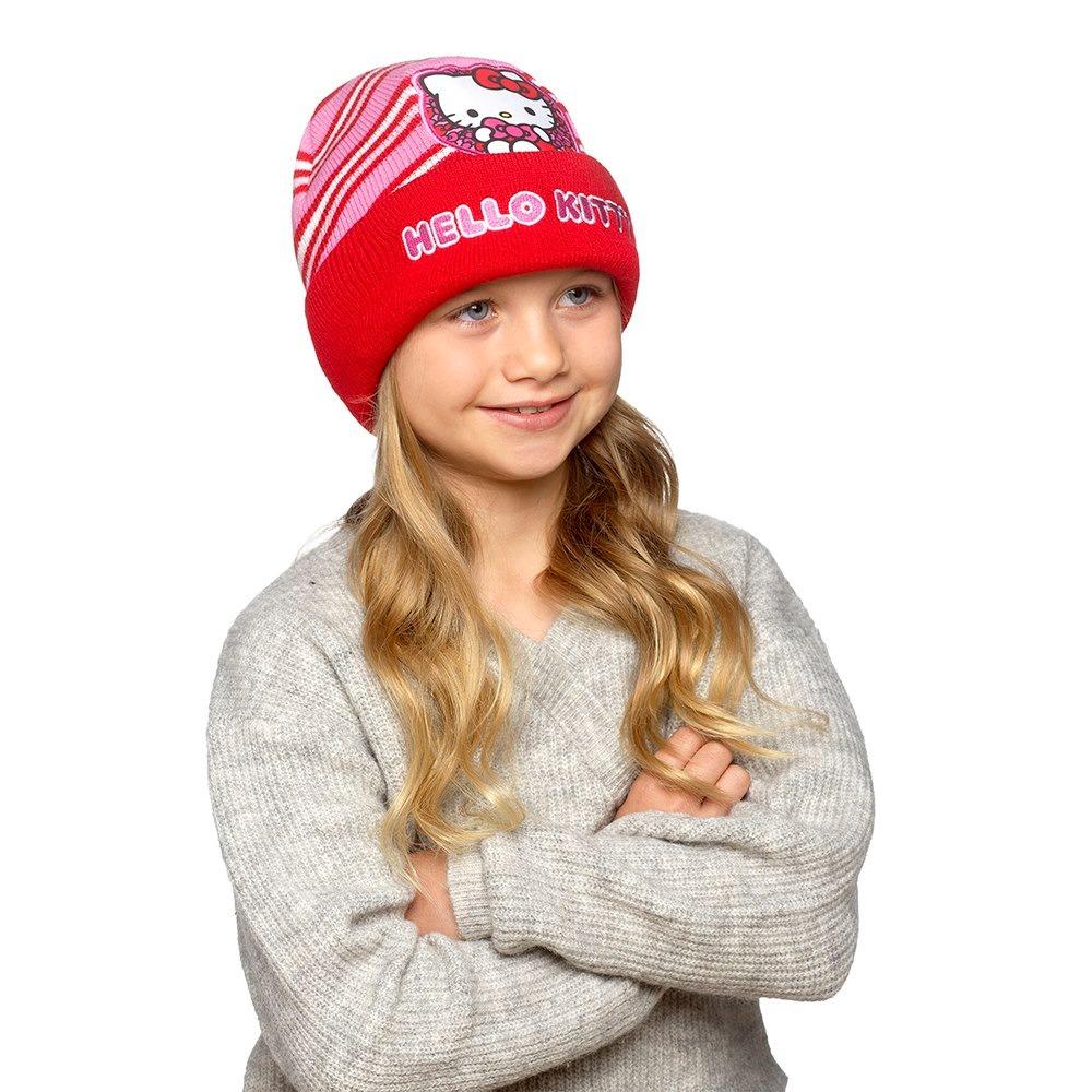 Hello Kitty Girls Pink Red Winter Beanie Hats 2 Pack Embroidered Acrylic