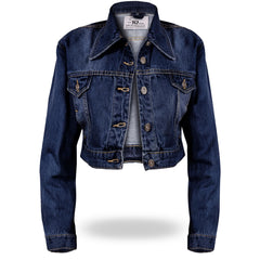 Ladies Women Fashion Cropped Denim Jacket Jean Long Sleeve Jacket Size 8-20