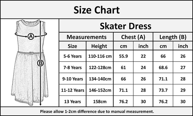 Kids Girls Skater Dress Party Dresses With Free Belt For Children New Age 2-13 - A2Z 4 Kids