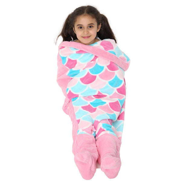 Kids Blanket Mermaid Tail Soft Fleece Blankets Sleeping Bag Fancy Dress One Size