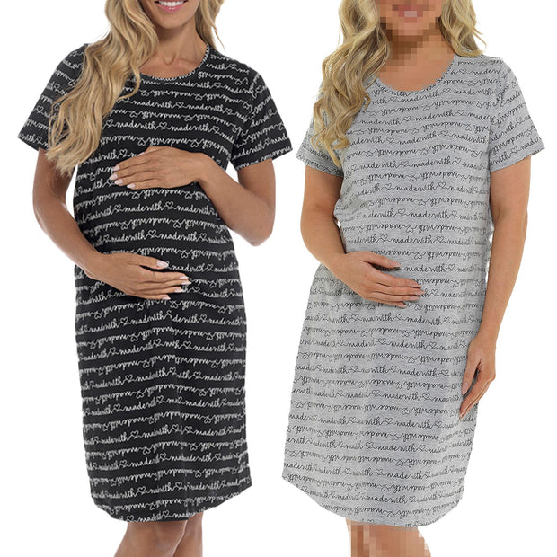 A2Z Ladies Maternity Nightie Made With Heart Short Sleeves Pregnancy Nightie Sleepwear Gown Womens Comfortable Maternity Nightdresses for Stylish Blissful Pregnancy Nights