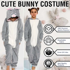 A2Z 4 Kids Girls Boys Bunny Costume Jumpsuits Soft Plush Fleece