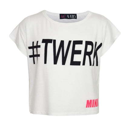 Girls Top Kids #Twerk Print Stylish Fashion Trendy T Shirt Crop Top 7-13 Years
