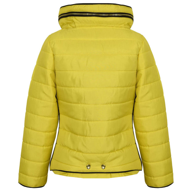 Girls Jacket Kids Padded Mustard Puffer Buble Fur Collar Quilted Warm Thick Coat