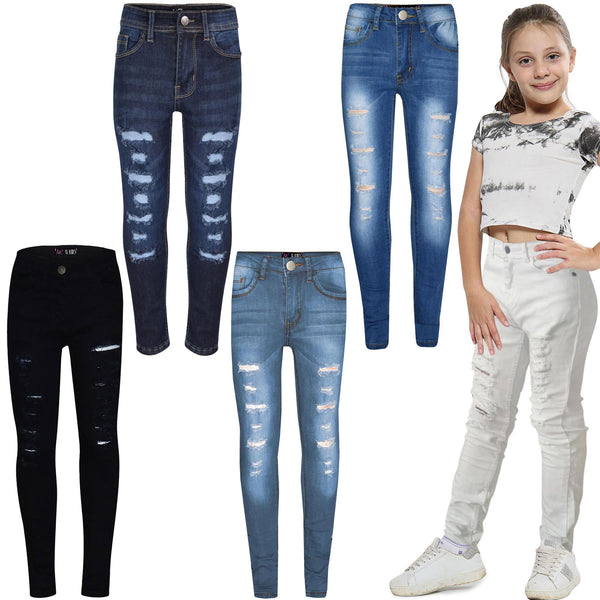 A2Z 4 Kids Girls Jeans Lightweight Ripped Comfort Stretchable Jeans Age 3-14 Years