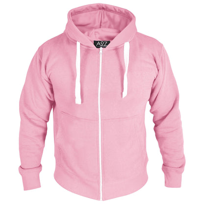 Mens Fleece Plain Zipper Hooded Long Sleeve Sweatshirt For Adults S-4XL