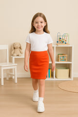 Kids Girls Plain Pencil Skirt Trendy Summer Clothing Sets Age 5-13 Years