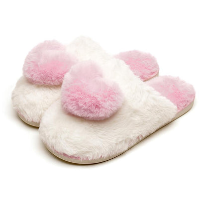 A2Z Ladies 3D Heart Mule Slippers Soft Plush Faux Fur Indoor Slip On House Shoes