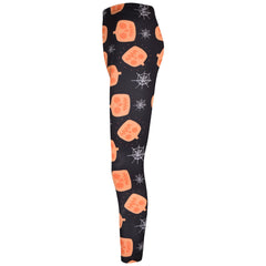 Girls Halloween Legging Spider Web Skull Print Leggings Fancy Costume 3-13 Years