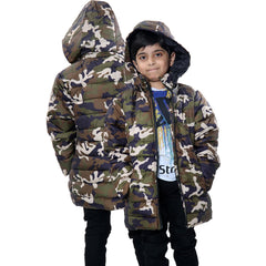 Kids Camo Puffer Coat Hooded Jacket New Detachable Hood Boys Age 3-13 yrs