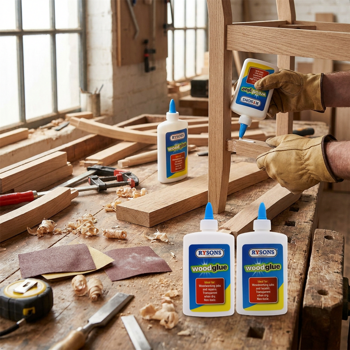 A2Z Wood Glue Strong Bond Adhesive DIY Woodworking Repair Clear Dry Multi Pack