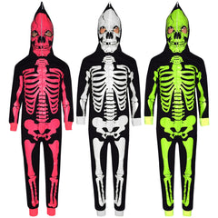 Kids Girls Boys Skeleton A2Z Onesie One Piece With Face Mask Halloween Costume
