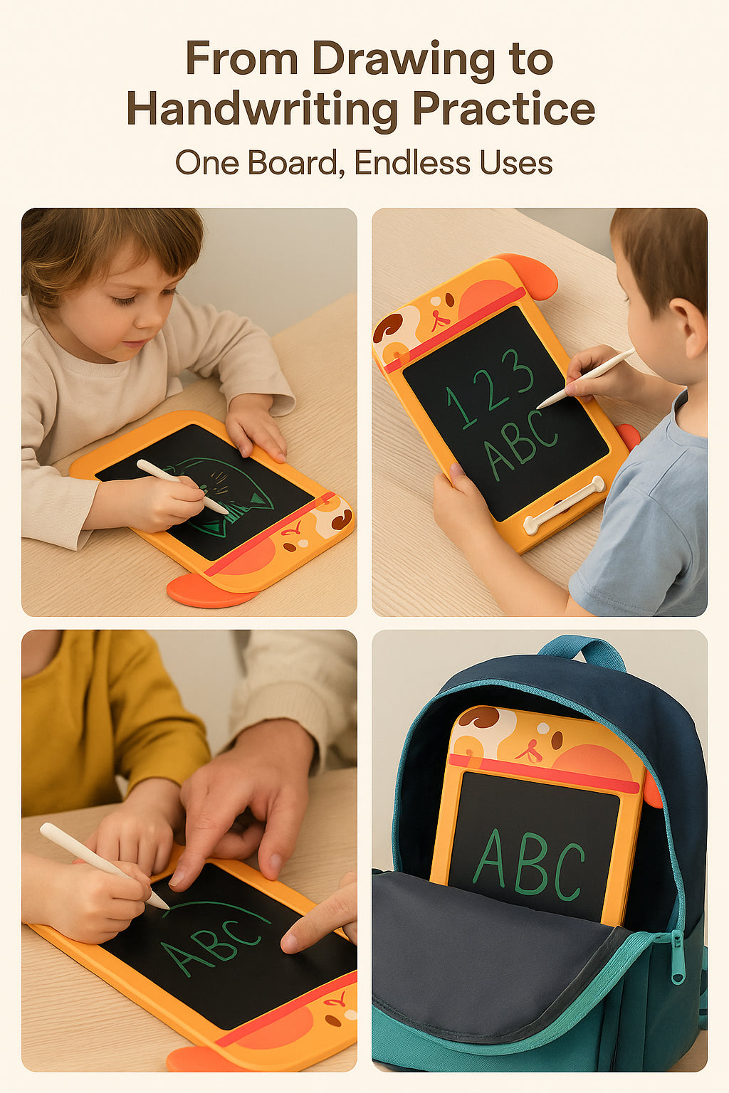 Kids 10.5" LCD Drawing Tablet with Dog Stylus Lock Key Erase Button for Learning