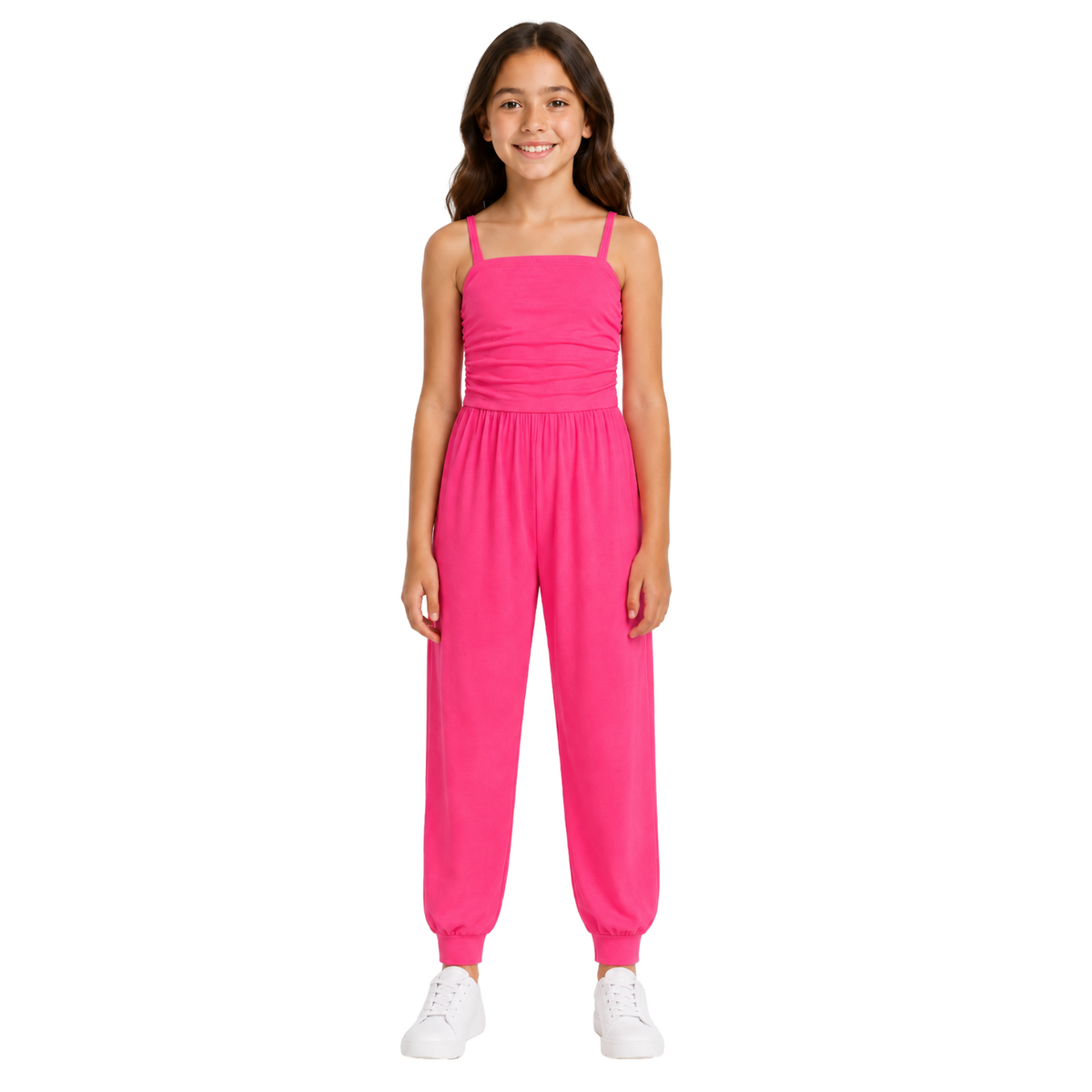 Girls Jumpsuit Kids Plain Color Trendy Playsuit All In One Jumpsuits 5-13 Years