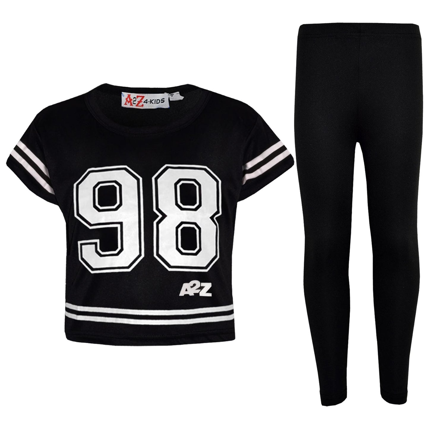 A2Z4Kids Girls Top Kids 98 Print Stylish Crop Top & Fashion Legging Set Age5-13Y