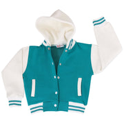 kids Girls Boys B.B Plain Hooded Jacket Varsity Classic Baseball Style Coat 2-13