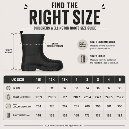 Kids Girls Wellington Wellies Non-Slip Waterproof Lightweight Rain Boots
