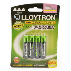 A2Z NiMH Rechargeable Accu Power Battery 550mAh Lasts Long AAA Size Pack of 4