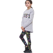 A2Z 4 Kids Girls Top Kids Sassy Print Trendy Grey Long Sleeves T Shirt Tops & Fashion Legging Outfit Set Age 5-6, 7-8, 9-10, 11-12 & 13 Years