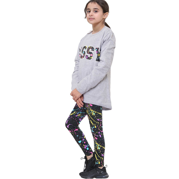 A2Z 4 Kids Girls Top Kids Sassy Print Trendy Grey Long Sleeves T Shirt Tops & Fashion Legging Outfit Set Age 5-6, 7-8, 9-10, 11-12 & 13 Years