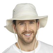 Mens Sun Hats Safari Protection Hat Cotton Breathable With Adjustable Chin Strap