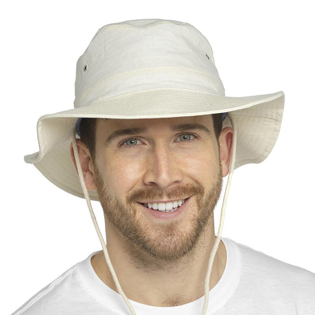 Mens Sun Hats Safari Protection Hat Cotton Breathable With Adjustable Chin Strap