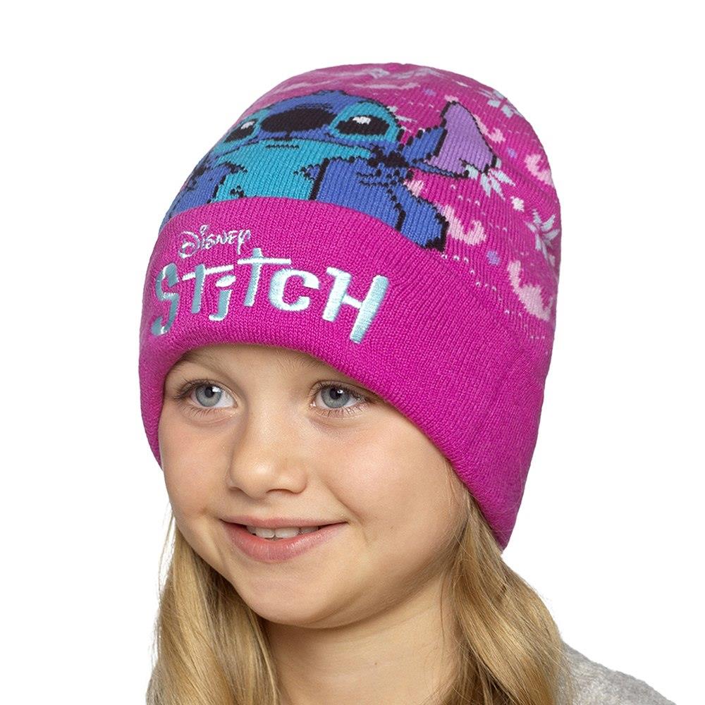 Disney Stitch Girls Pink Jacquard Knitted Beanie Winter Hats 2 Pack One Size